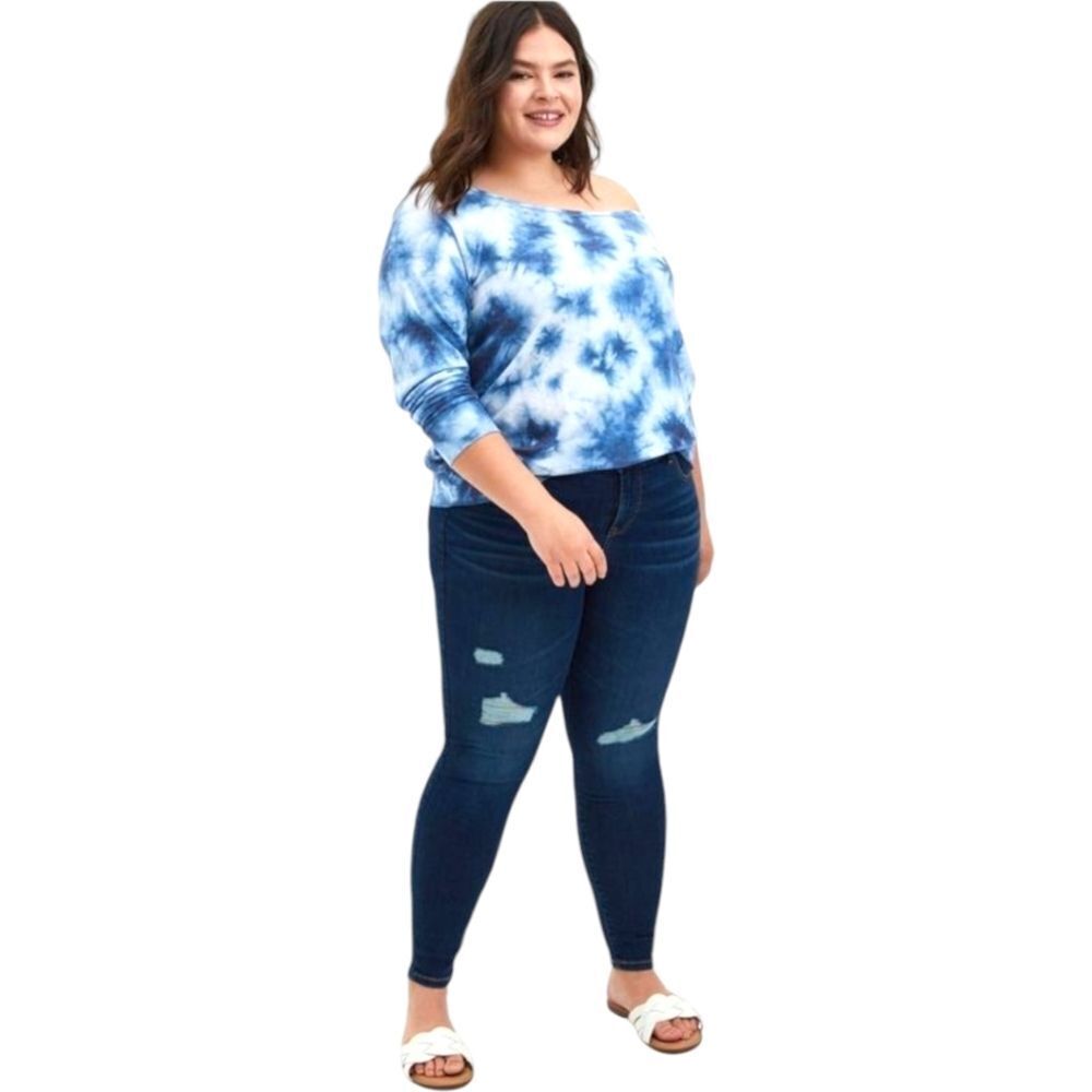 TORRID 3X Off- Shoulder tie dye light weight french terry cloth Sweatshirt